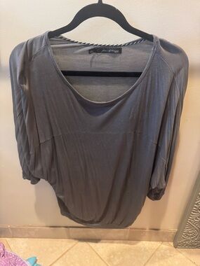 Patterson J. Kincaid Gray Dolman-Sleeve Scoop Neck Top